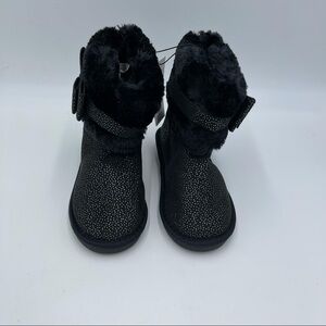 BEBE Shimmer Microsuede Faux Fur Short Boot